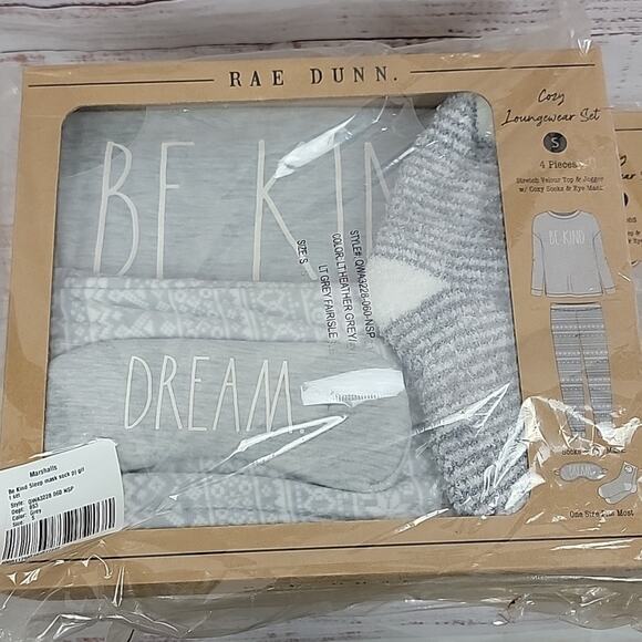 Rae Dunn Grey Be Kind Sleep Pajama Gift 4 Piece Loungewear PJ Set Size Medium - Picture 9 of 10